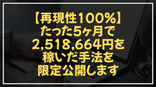 【再現性100％】たった5ヶ月で2,518,664円を稼いだ手法を限定公開します！